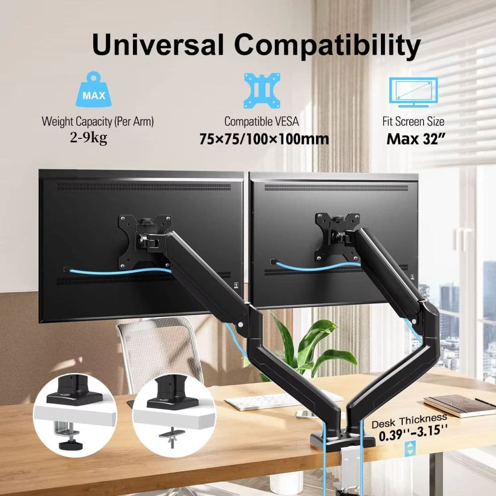 Dual Monitor Arm - Black
